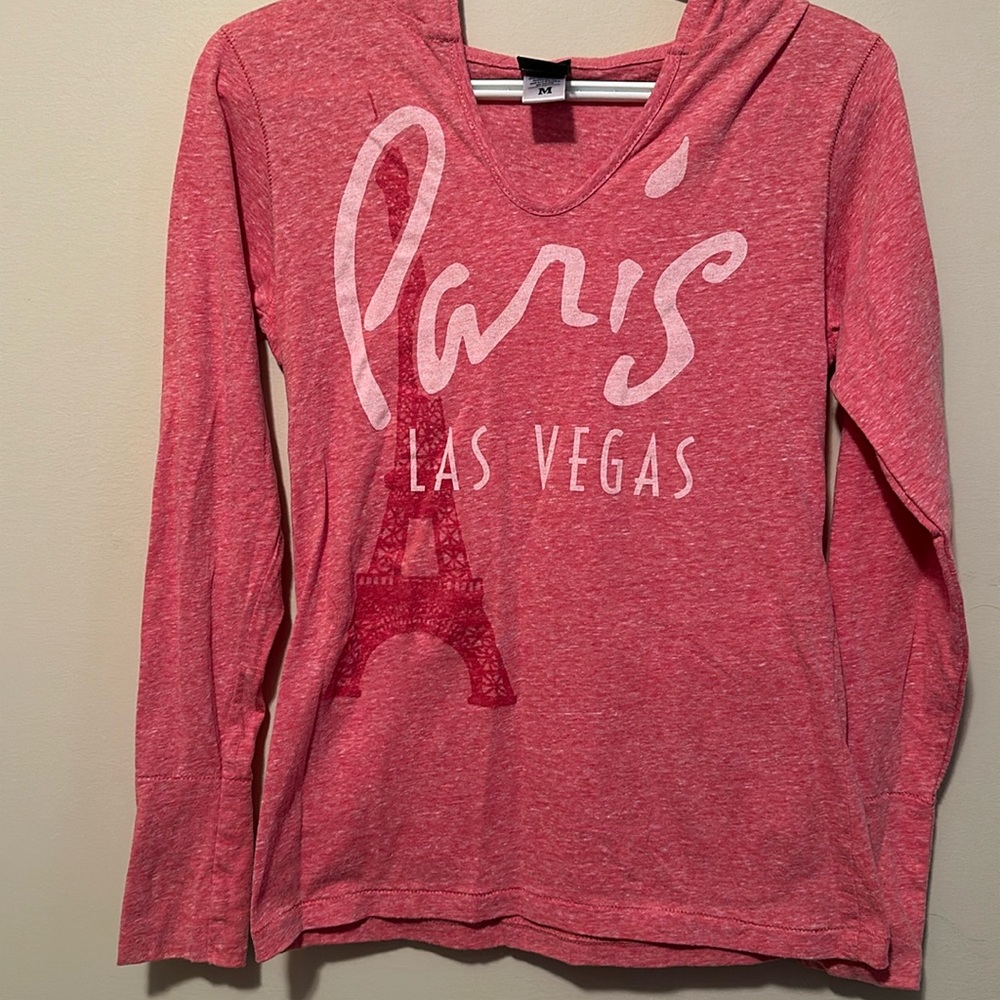 Paris Las Vegas pink long sleeve shirt hoodie medium